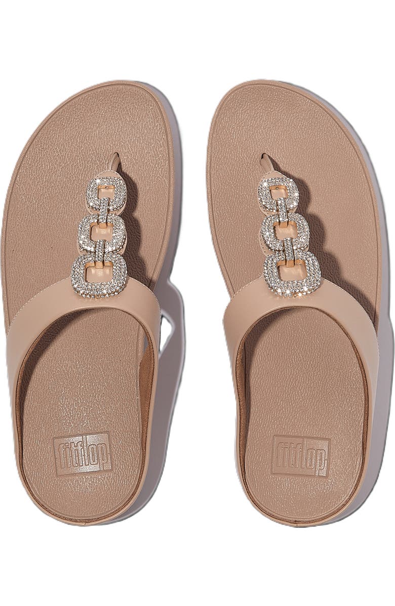 FitFlop Fino Crystal Chain Toe Post Sandals, Alternate, color, Classic Beige