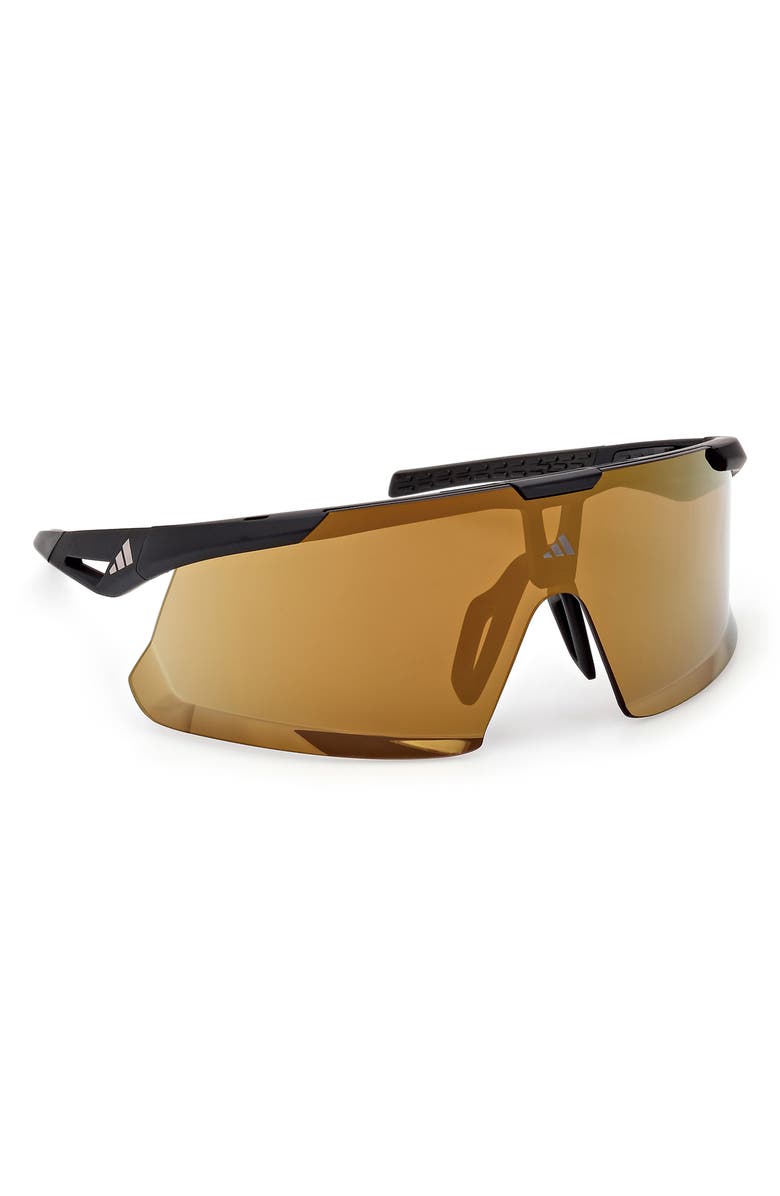 adidas 00mm Shield Sunglasses, Alternate, color, Matte Black / Brown Mirror