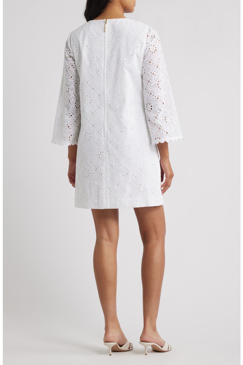 Richie Eyelet Embroidered Shift Dress, Alternate, color, RESORT WHITE BEACH HAVEN