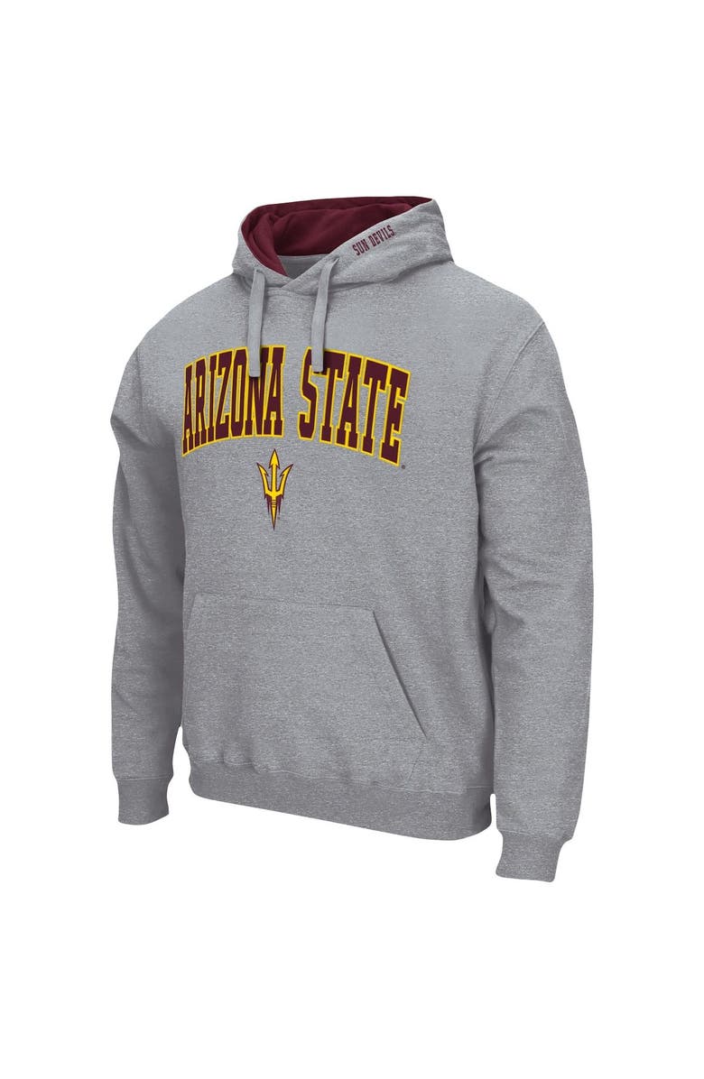 COLOSSEUM Men's Colosseum Heather Gray Arizona State Sun Devils Arch & Logo 3.0 Pullover Hoodie, Alternate, color, Heather Gray