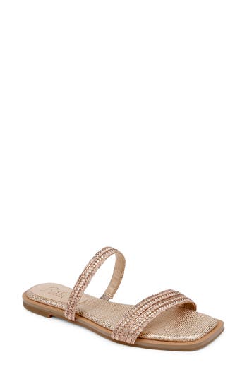 Jewel Badgley Mischka Helena Slide Sandal In Rose Gold