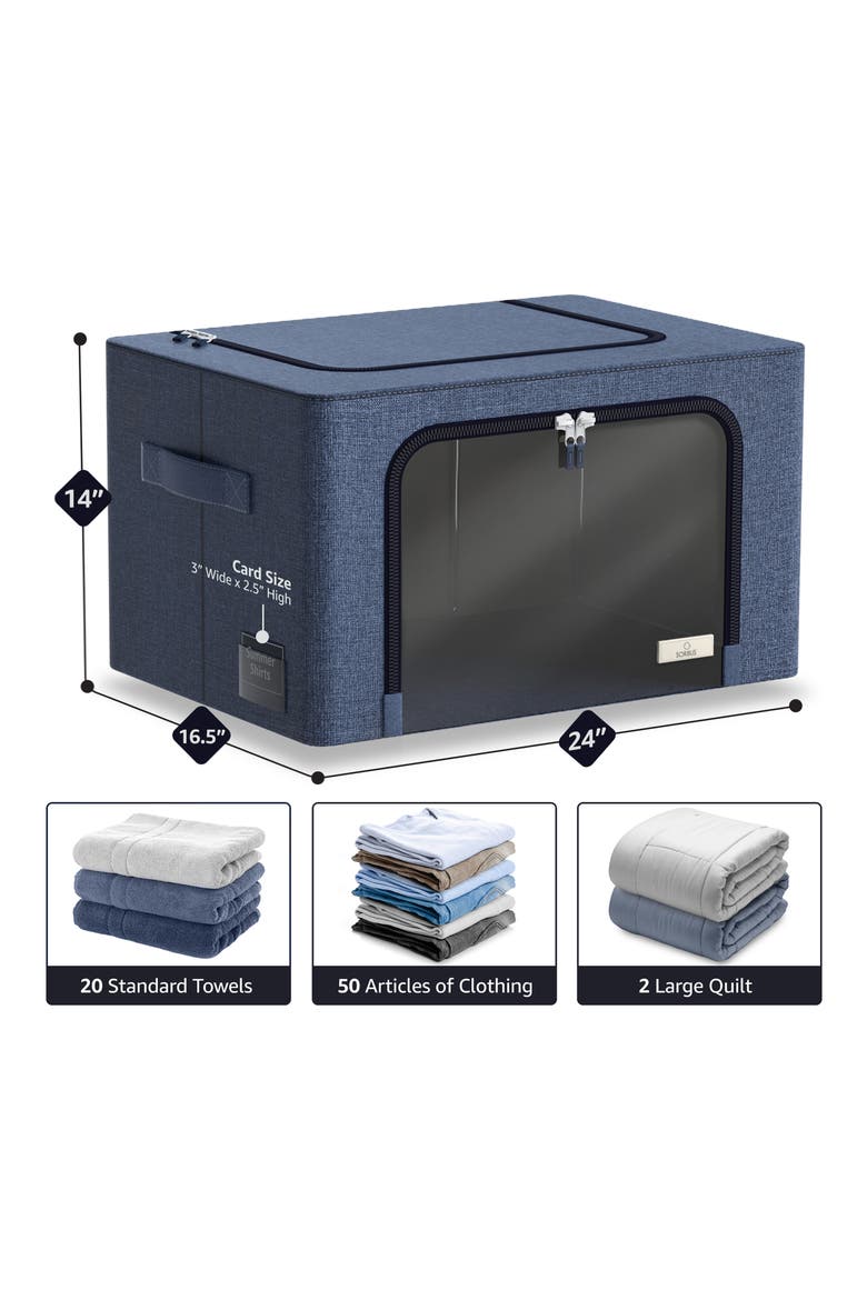 Foldable Storage Box Organizer - Blue - Large - Set of 2, Alternate, color, BLUE
