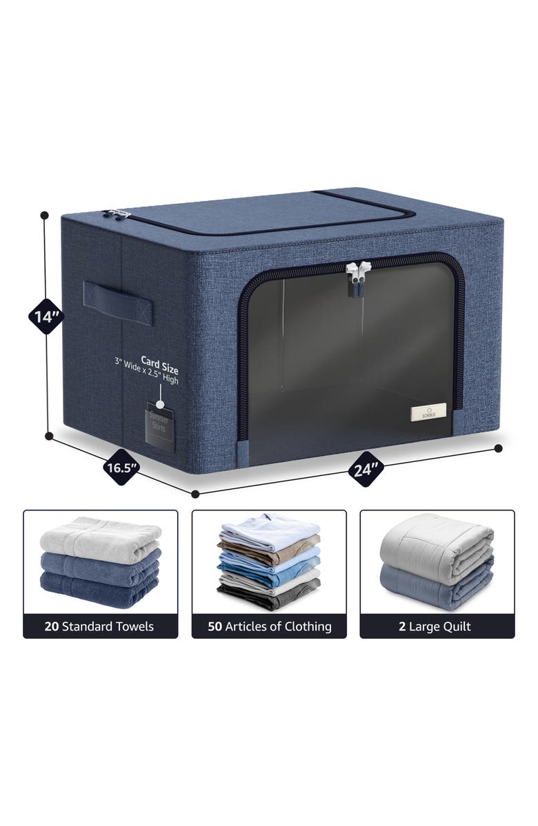 SORBUS Foldable Storage Box Organizer - Blue - Large - Set of 2, Alternate, color, Blue