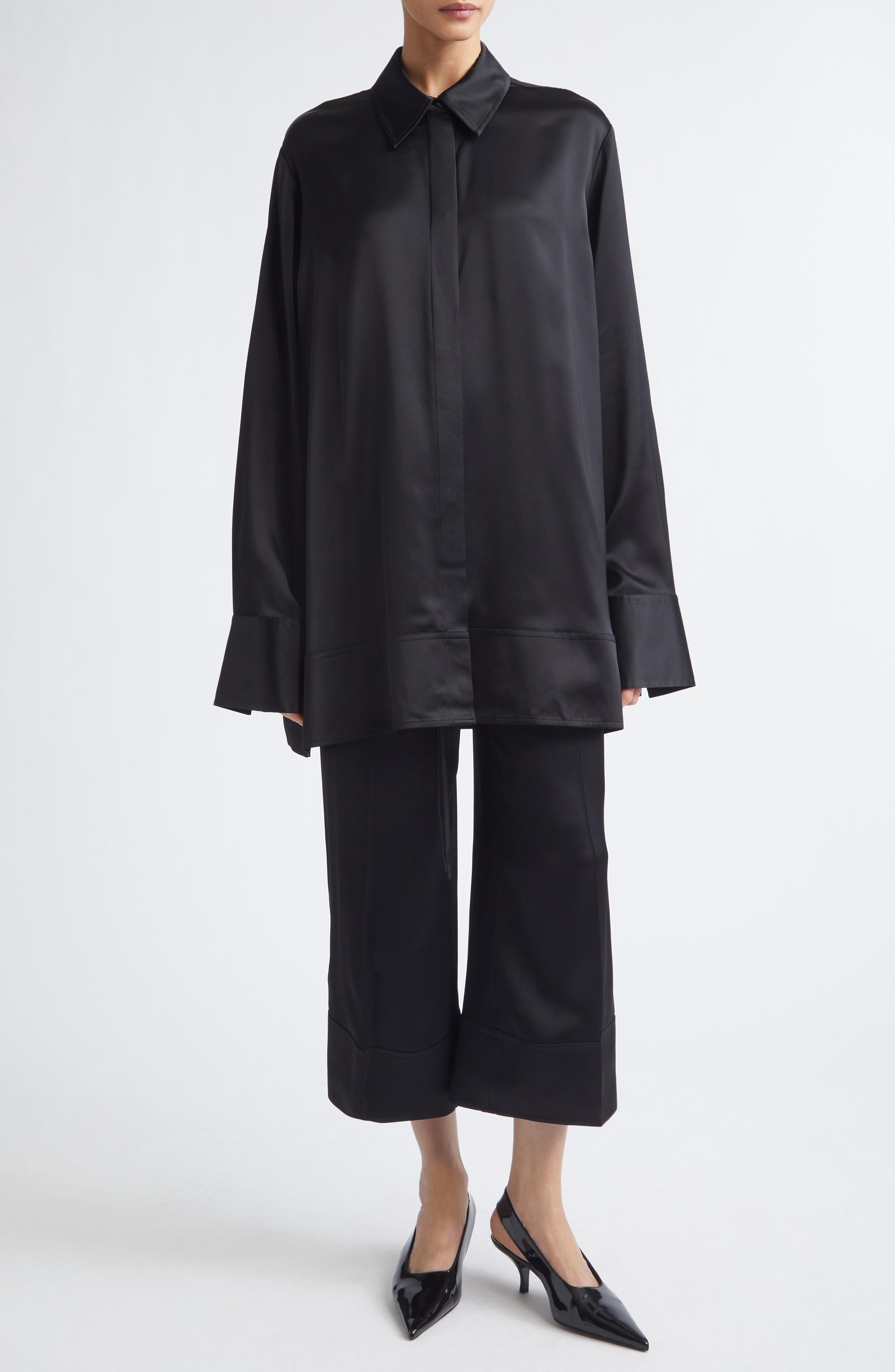 Satin Drawstring Wide Leg Pants - image 2