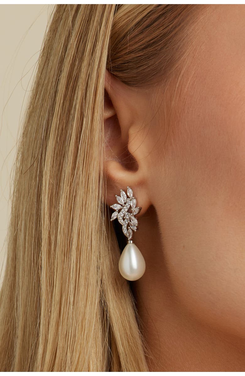 Untamed Petals Regency Crystal Drop Earrings, Alternate, color, Silver