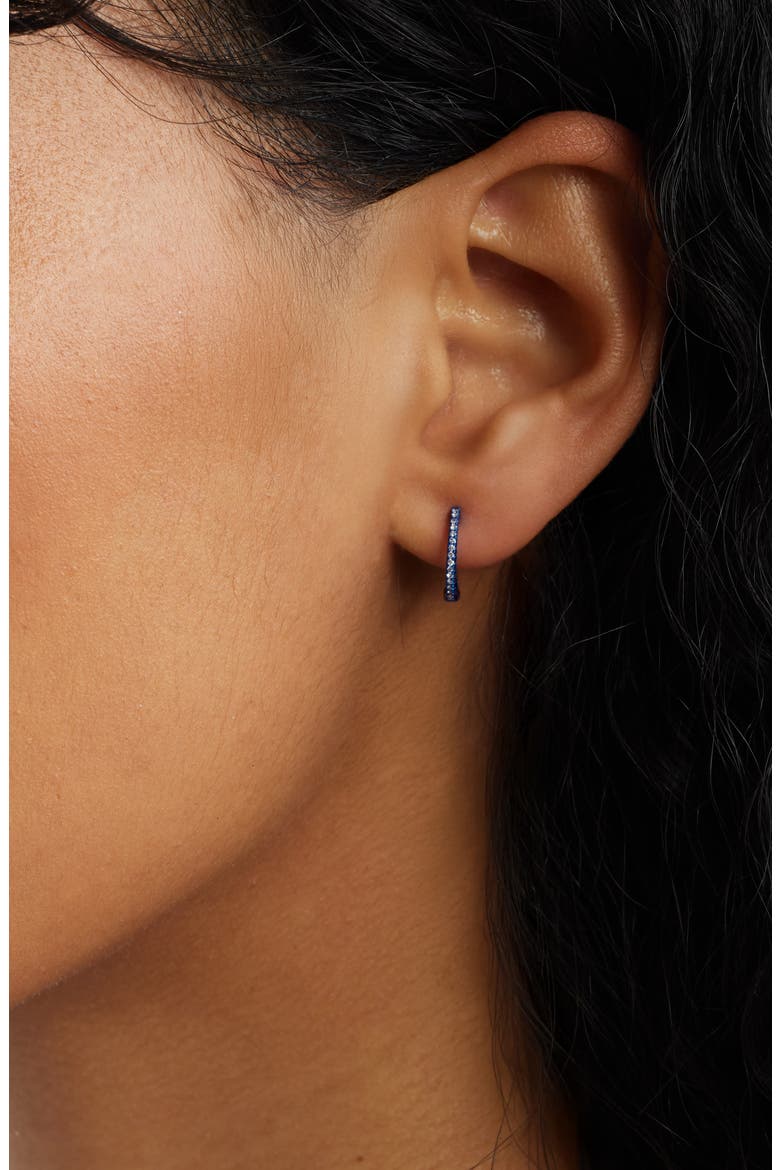 Blue Rhodium Diamond Hoop Earrings, Alternate, color, BLUE