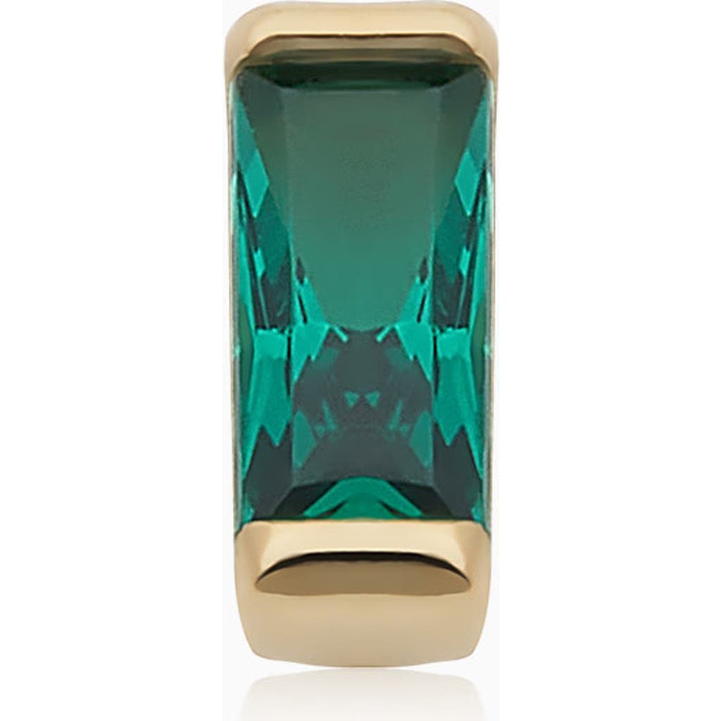 Oradina 14k Gold Fresco Baguette Micro Single Stud In Yellow Gold - Green Zirconia