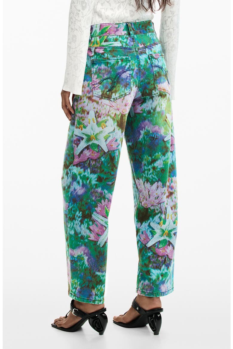Wild Garden Print Straight Leg Jeans, Alternate, color, MEDIUM BLUE