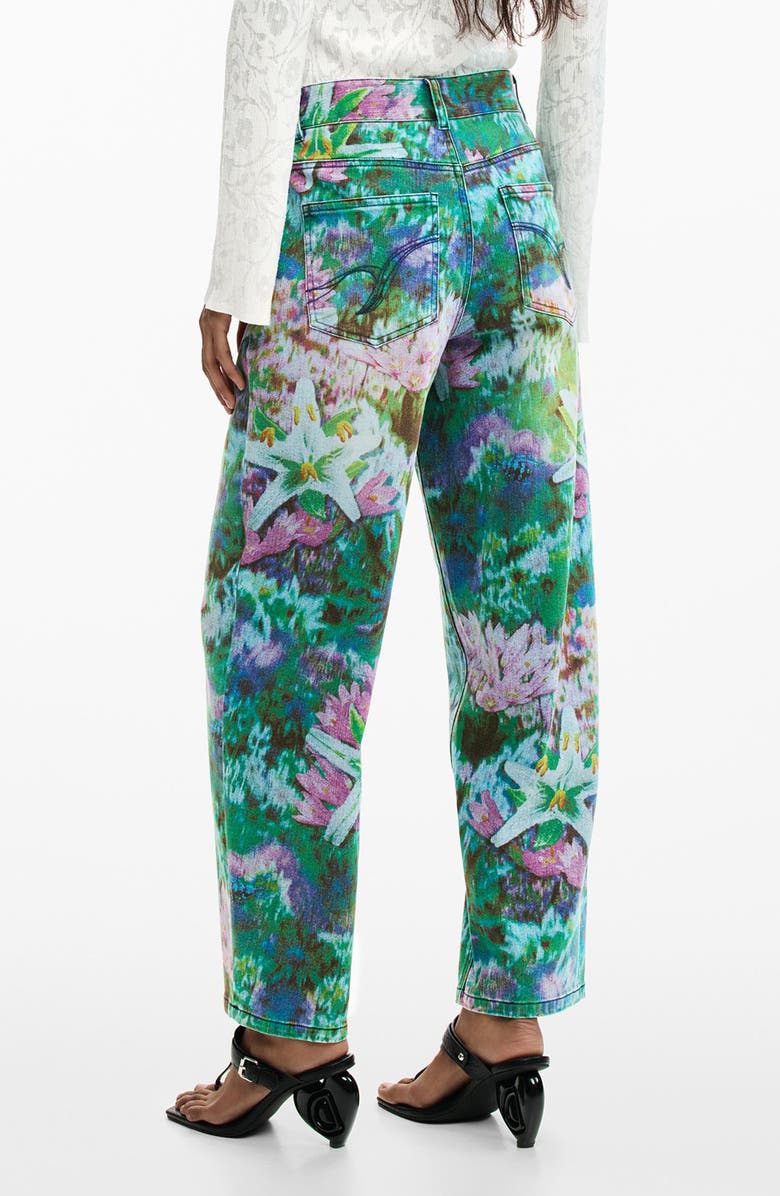 Desigual Wild Garden Print Straight Leg Jeans, Alternate, color, Medium Blue