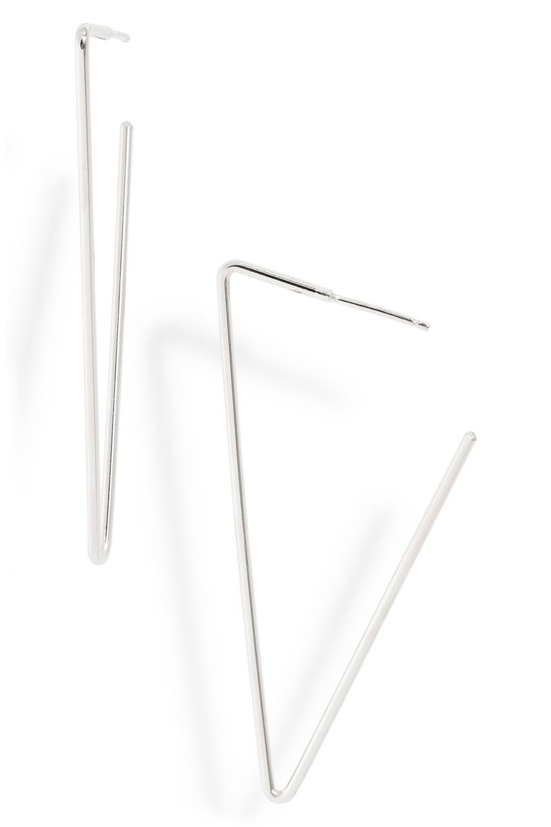 Geo Hoop Earrings, Main, color, STERLING SILVER