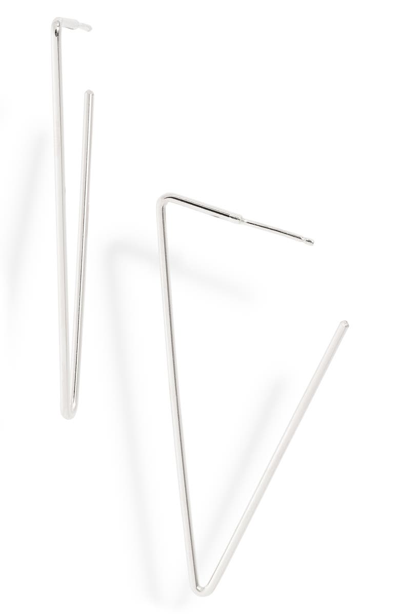 Nashelle Geo Hoop Earrings, Main, color, Sterling Silver