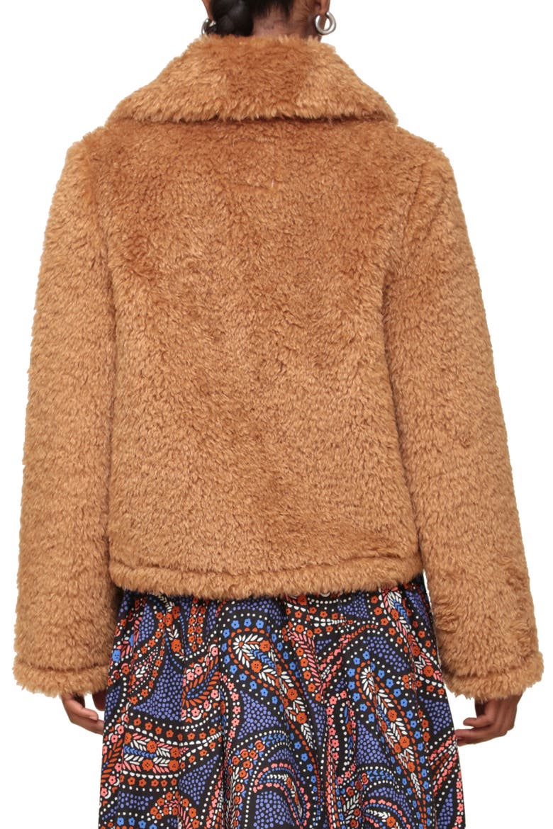 Faux Fur Zip-Up Jacket, Alternate, color, CAMEL