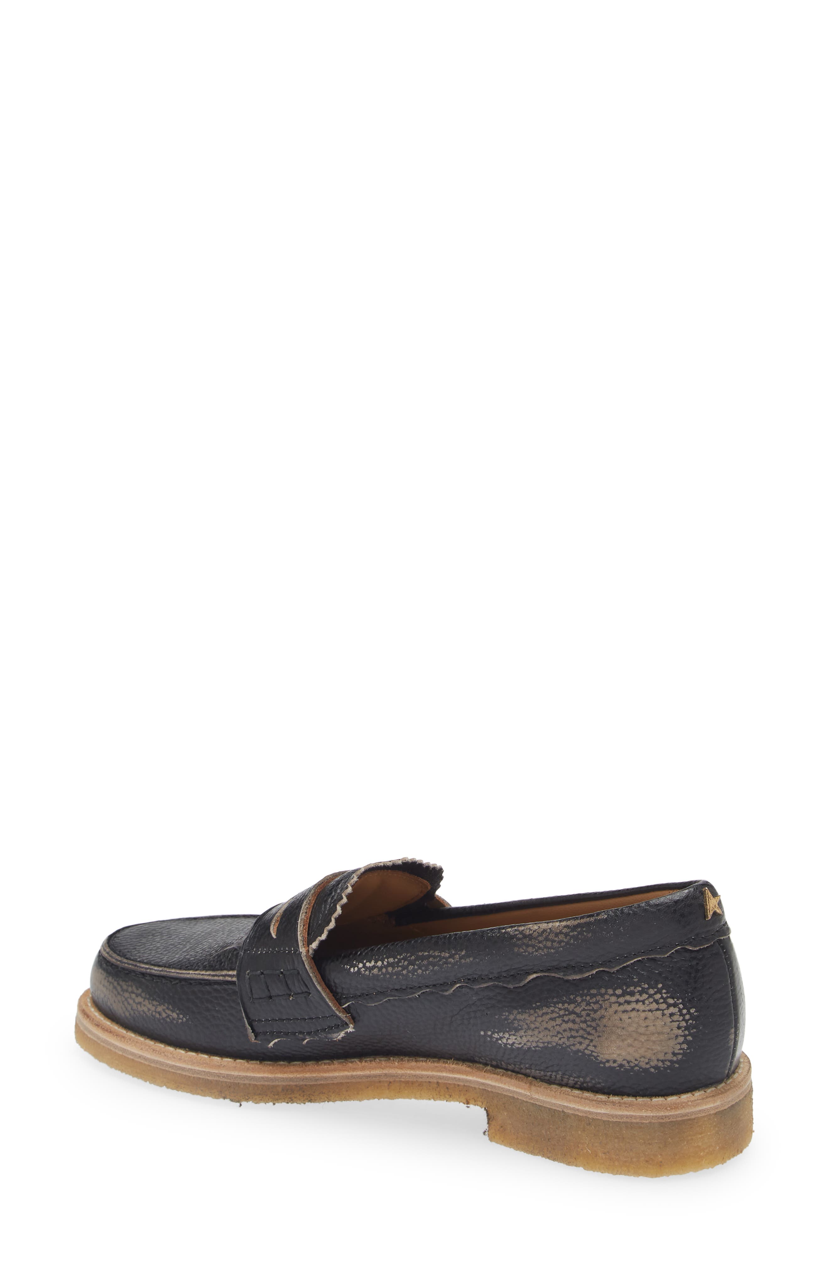Golden Goose Jerry Grained Leather Penny Loafer, Alternate, color, Black
