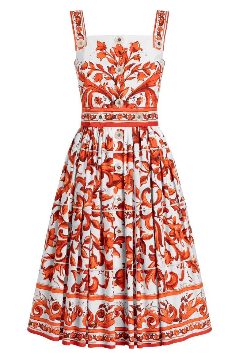 Majolica Print Cotton Poplin Sundress, Alternate, color, S9000 VARIANTE ABBINATA