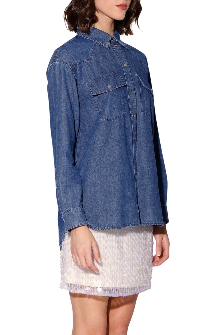 Becky Denim Top, Alternate, color, MEDIUM WASH