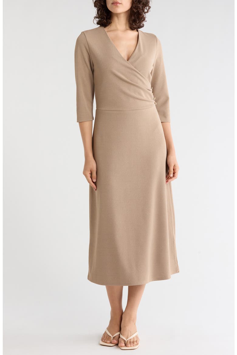 Draped Midi Dress, Main, color, TAUPE