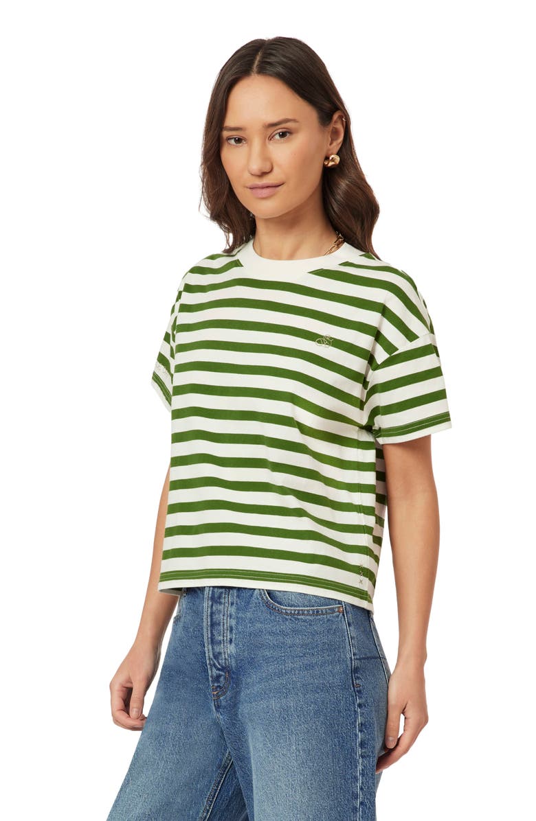 Scotch & Soda Boxy Yarn Dye Stripe T-Shirt, Alternate, color, Garden Green Stripe