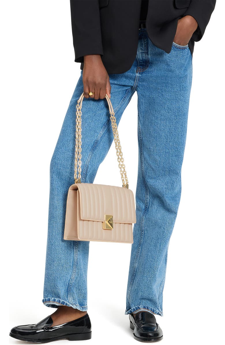 Kate Spade New York deco quilted leather convertible crossbody bag, Alternate, color, Milk Glass