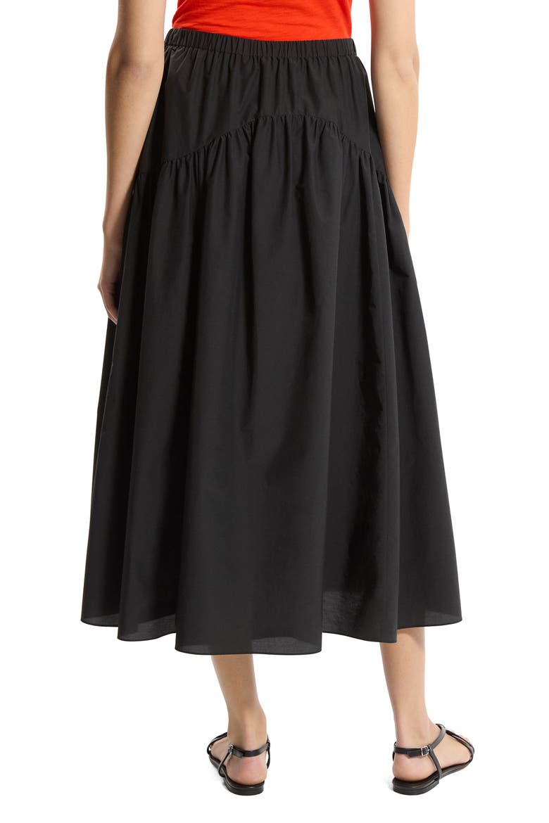 Cotton Blend Midi Skirt, Alternate, color, BLACK