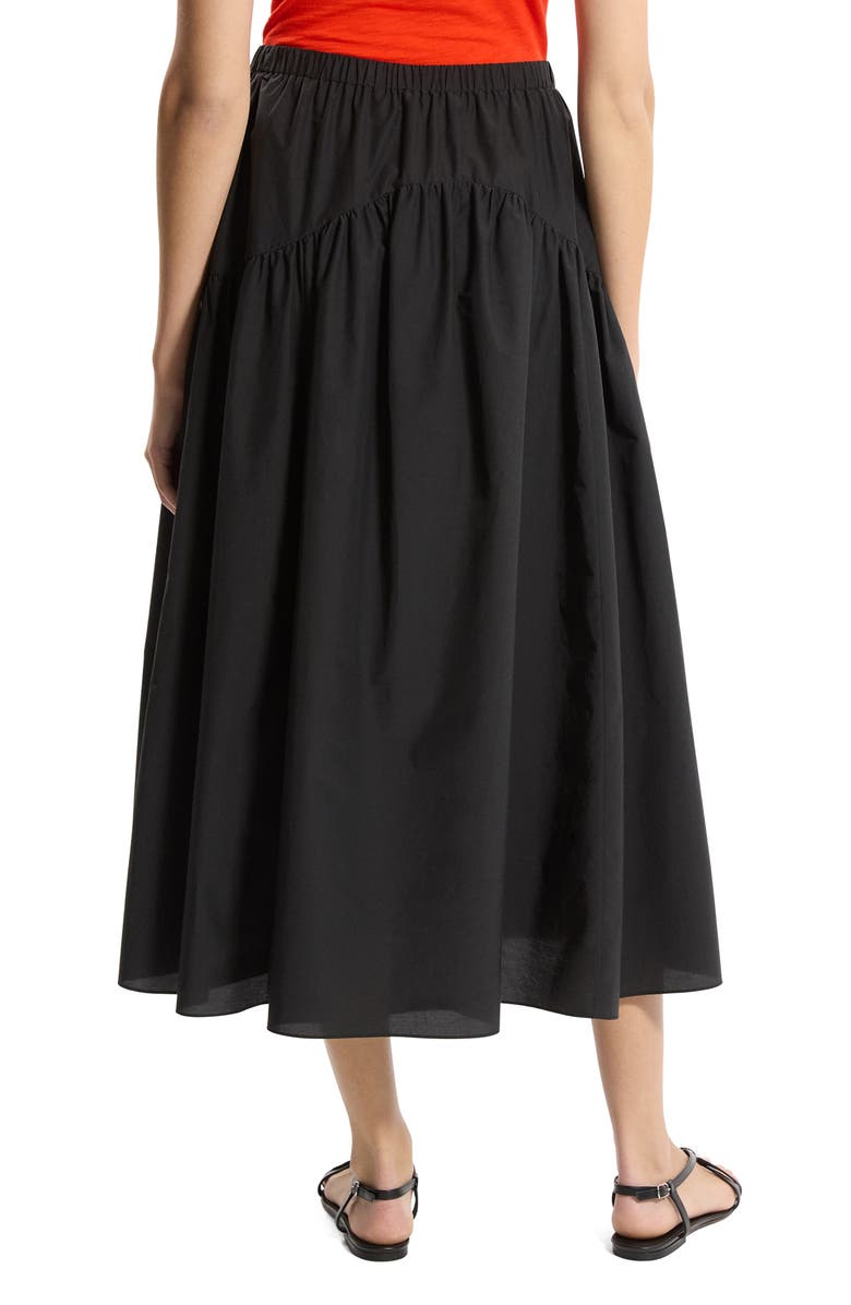Theory Cotton Blend Midi Skirt, Alternate, color, Black