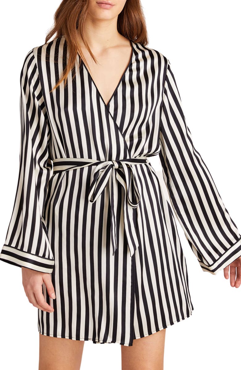 Morgan Lane Langley Stripe Silk Short Robe, Main, color,