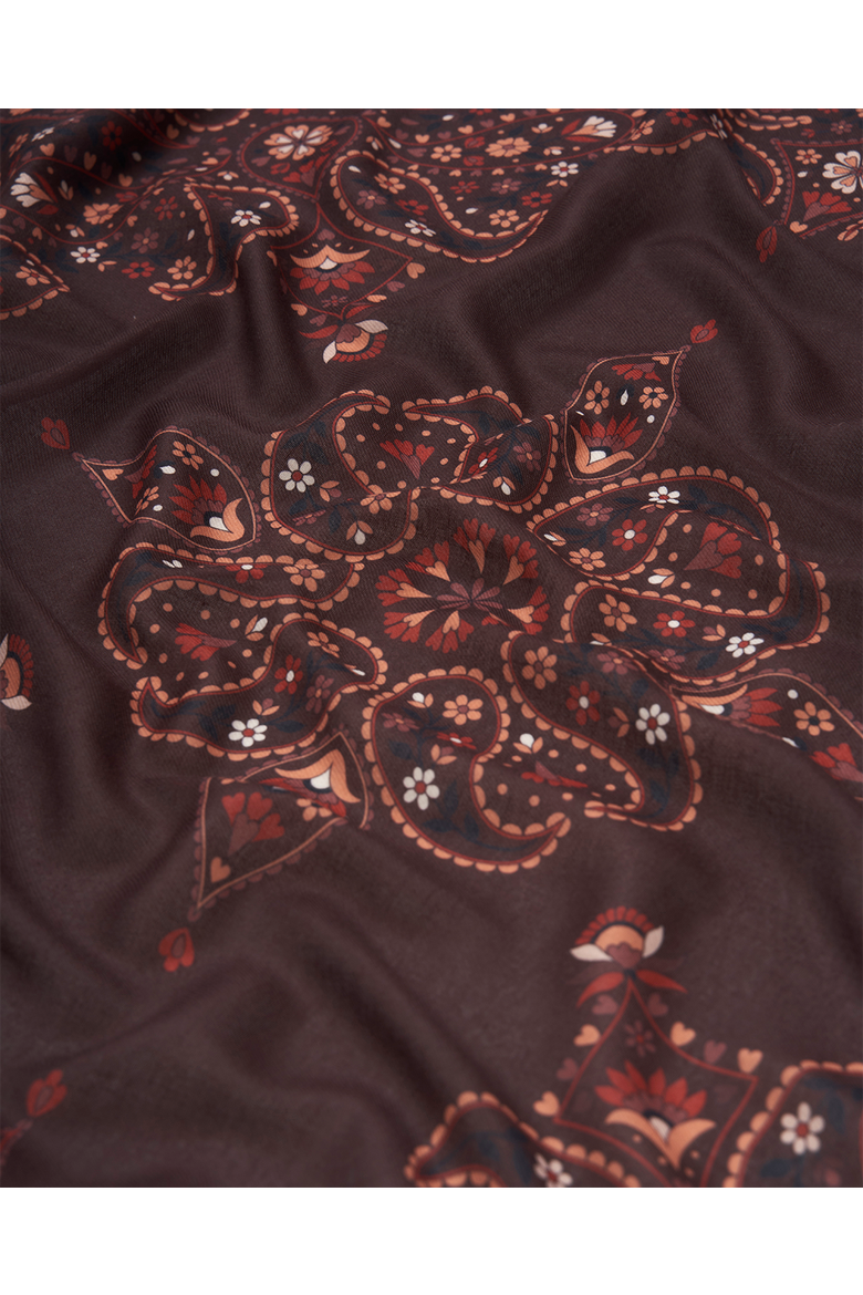 Eve Paisley Large Square Pashmina Scarf, Alternate, color, Brown