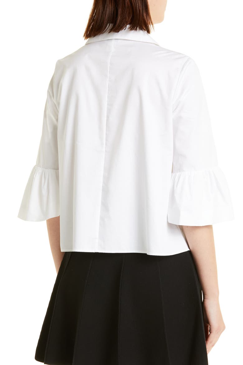 Ruffle Sleeve Cotton Blouse, Alternate, color, WHITE