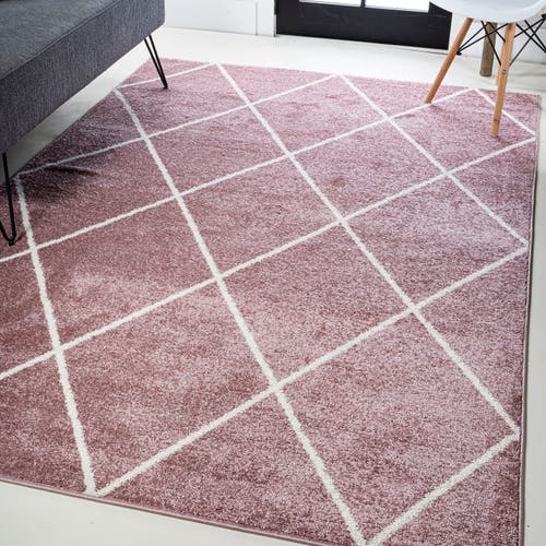 Jonathan Y Cole Minimalist Diamond Trellis Area Rug In Red/white