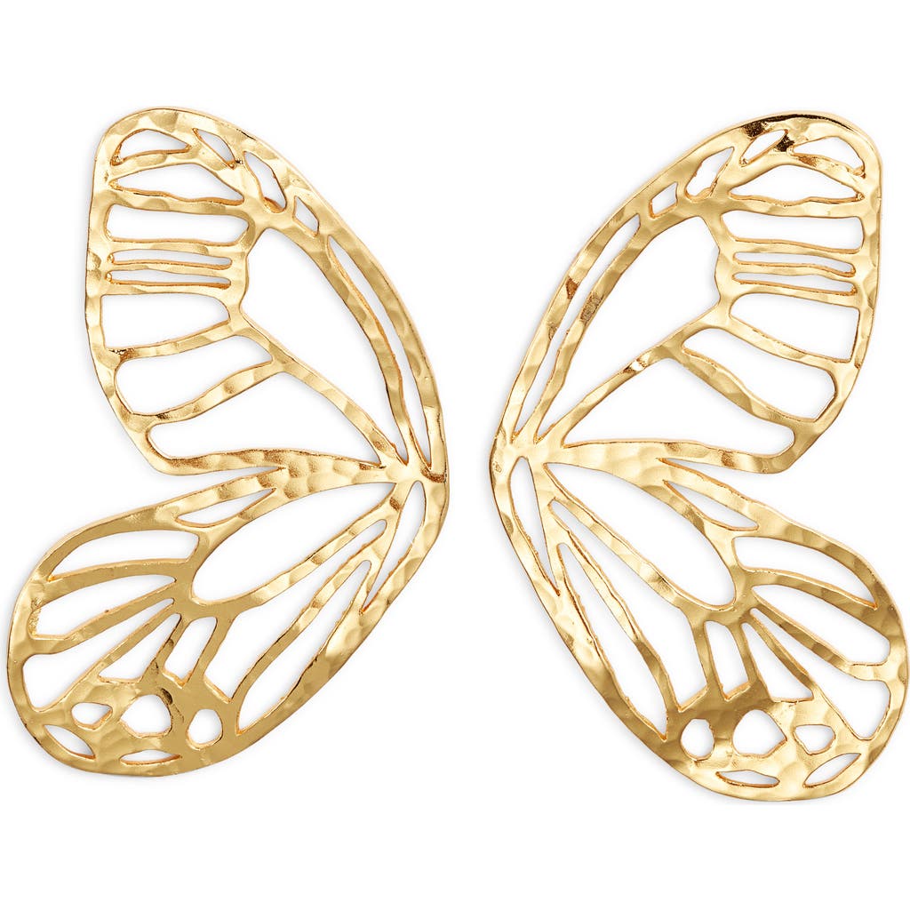 Kiara By Ki-ele Sai Butterfly Wing Statement Drop Earrings In Gold