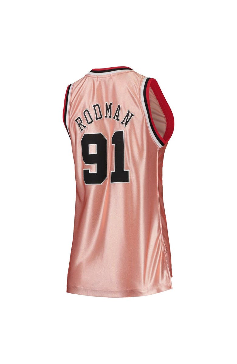 Mitchell & Ness Women's Mitchell & Ness Dennis Rodman Pink Chicago Bulls 75th Anniversary Rose Gold 1997 Swingman Jersey, Alternate, color, 