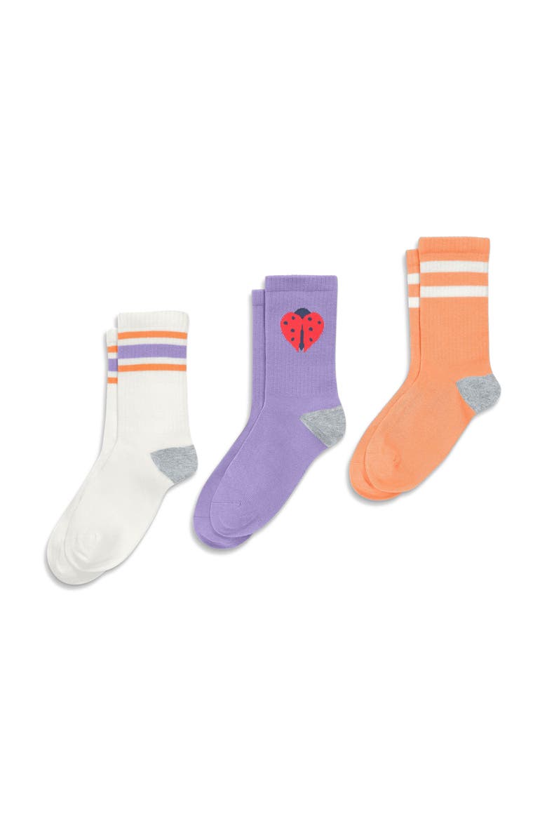 Kids Athletic Sock In Seasonal Prints, Alternate, color, Iris Ladybug Mix