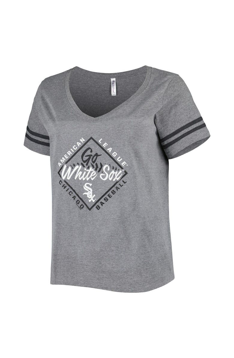 SOFT AS A GRAPE Women's Soft as a Grape Gray Chicago White Sox Plus Size V-Neck Jersey T-Shirt, Alternate, color, 