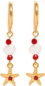 Girls Crew Starfish Dangle Hoop Earrings