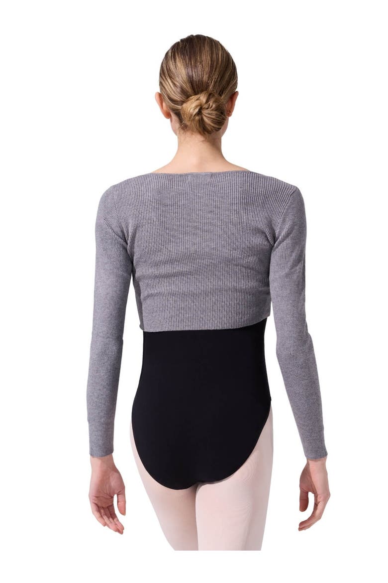 Shrug with Faux Knot, Alternate, color, medium grey