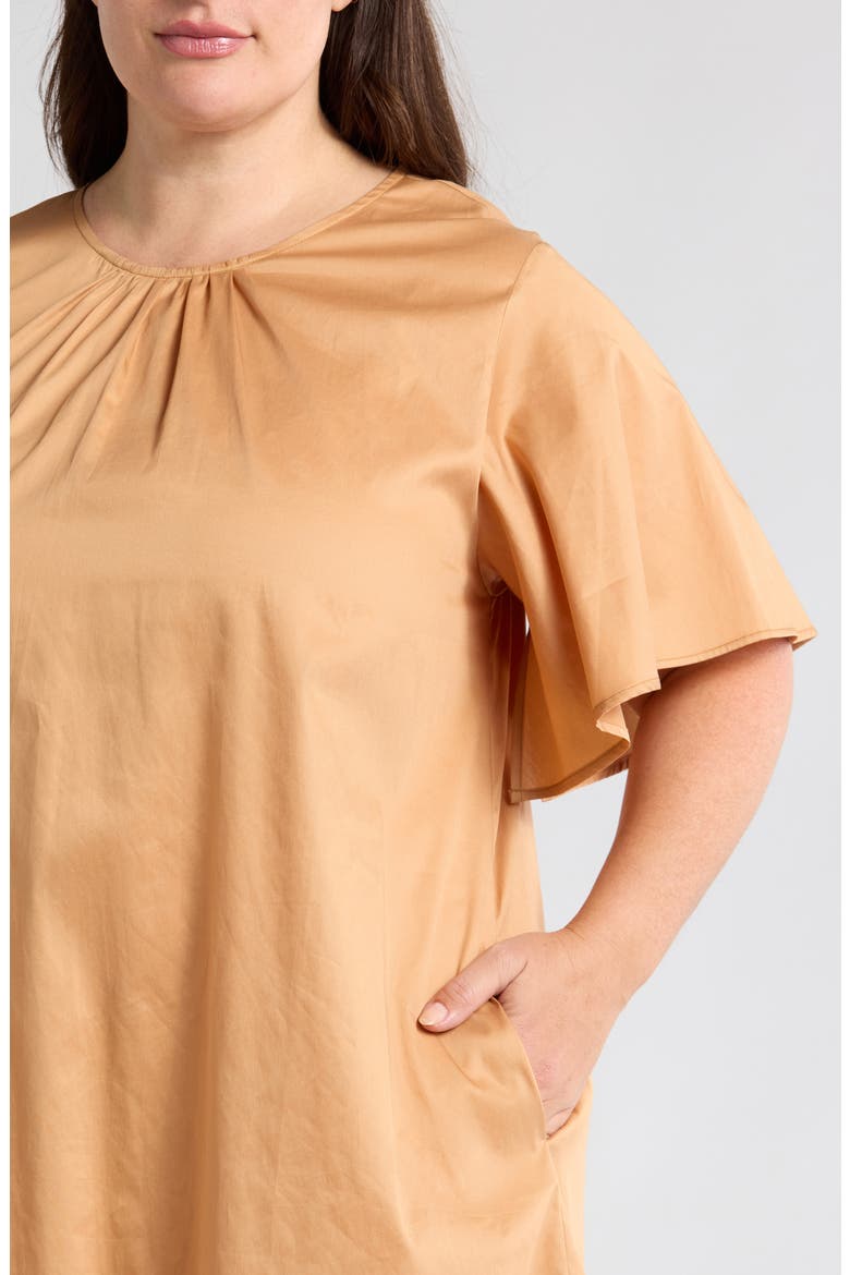 Agata Flutter Sleeve Cotton Dress, Alternate, color, SAND