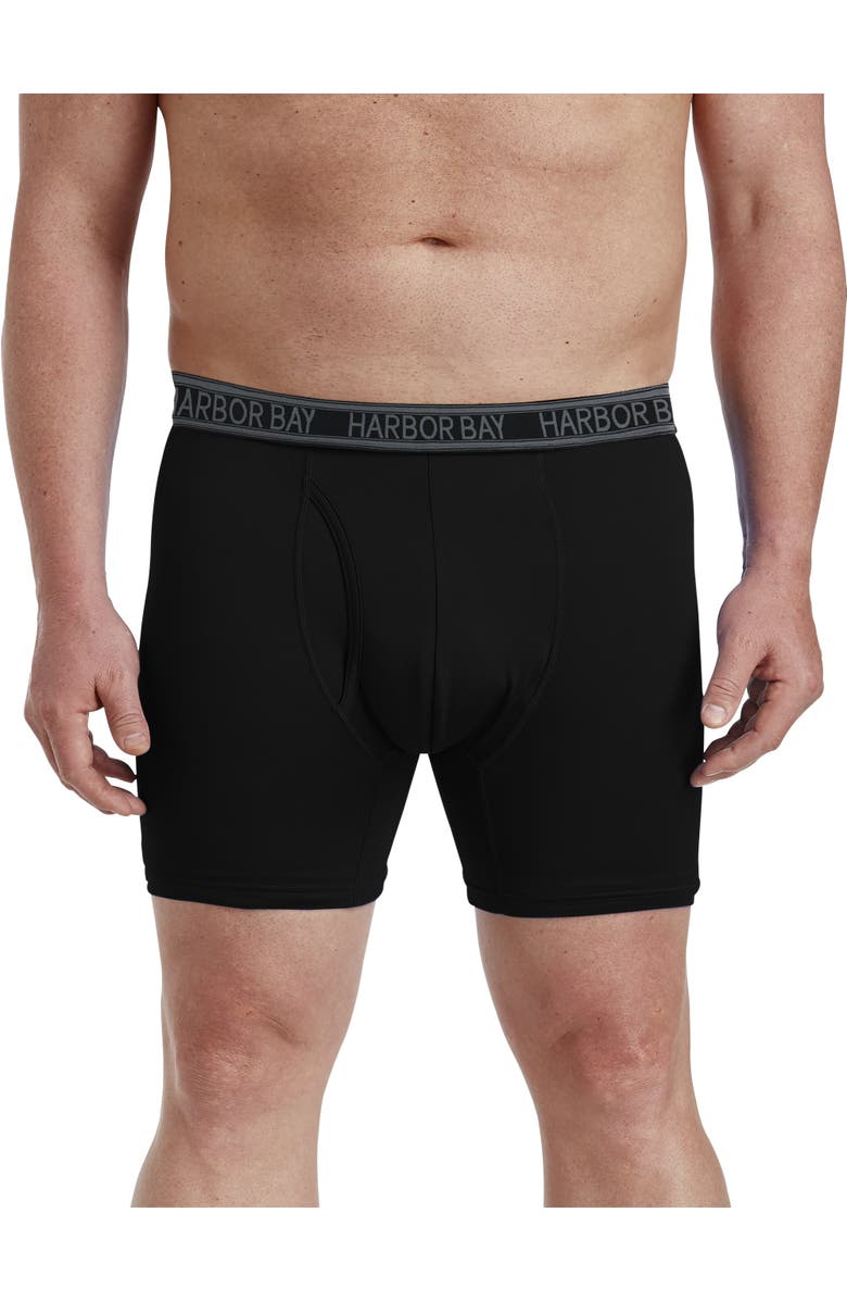 Harbor Bay by DXL Tech Stretch Solid Boxer Briefs, Alternate, color, Black