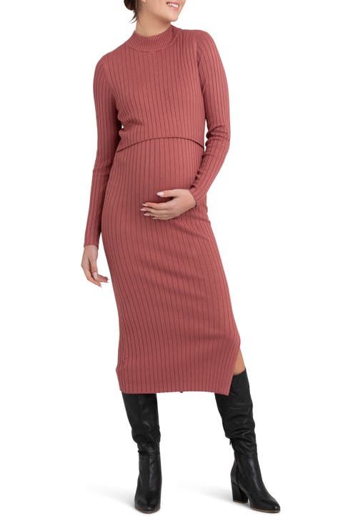Nella Long Sleeve Rib Maternity Dress