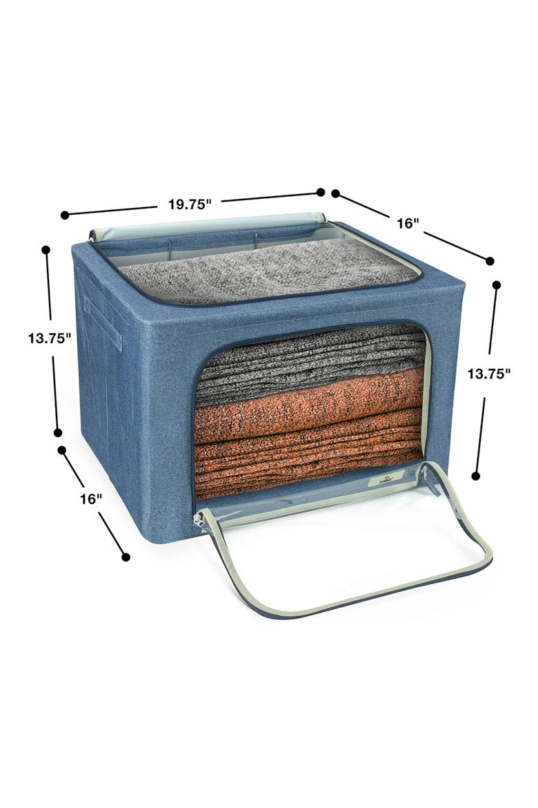 Beige Windowed Storage Box - Set of 2, Alternate, color, BLUE