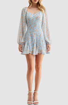 Floral Long Sleeve Fit & Flare Minidress