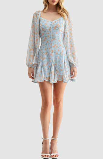 Floral Long Sleeve Fit & Flare Minidress
