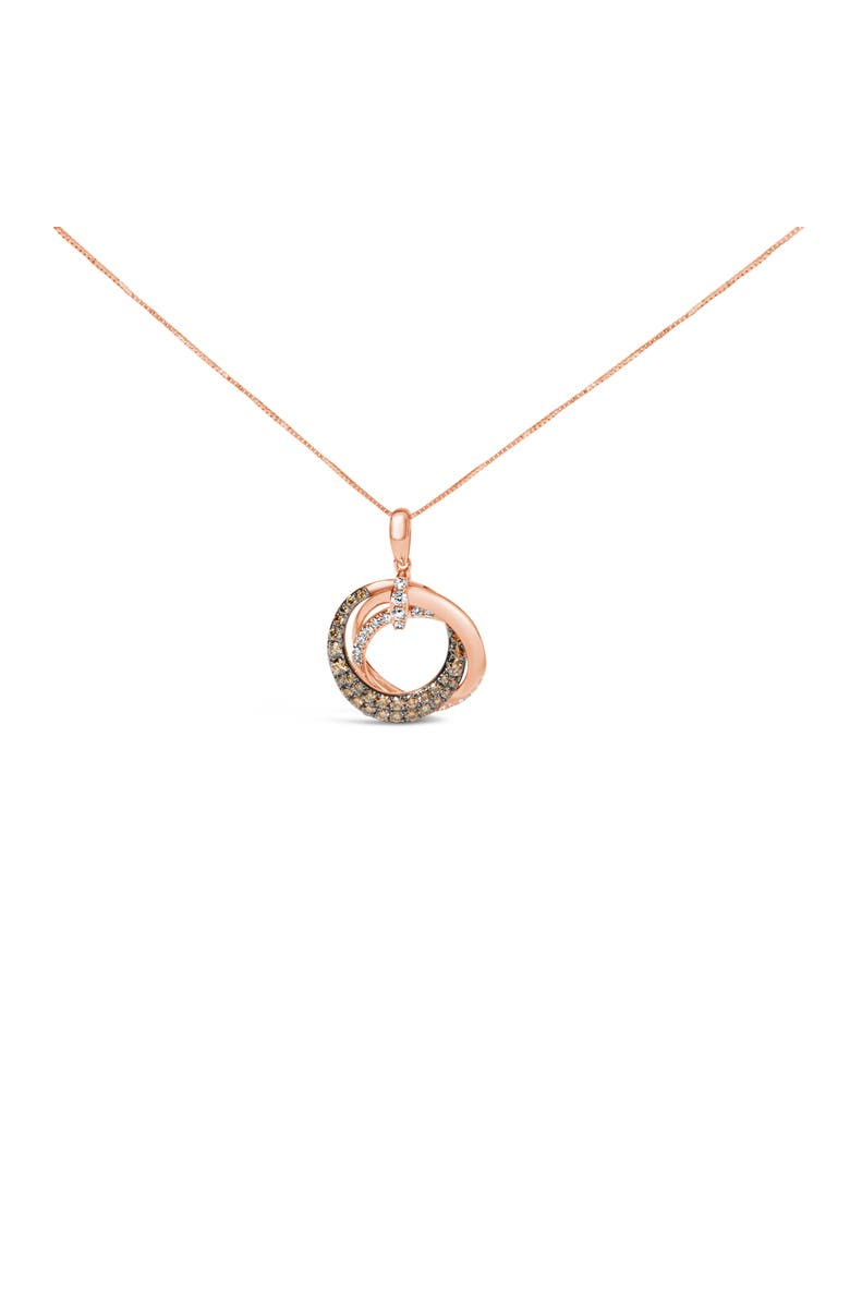 Haus of Brilliance 14K Rose Gold 3/4 Cttw Brown and White Diamond Interlocking Circle Hoop Pendant, Main, color, Pink
