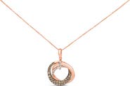 Haus of Brilliance 14K Rose Gold 3/4 Cttw Brown and White Diamond Interlocking Circle Hoop Pendant