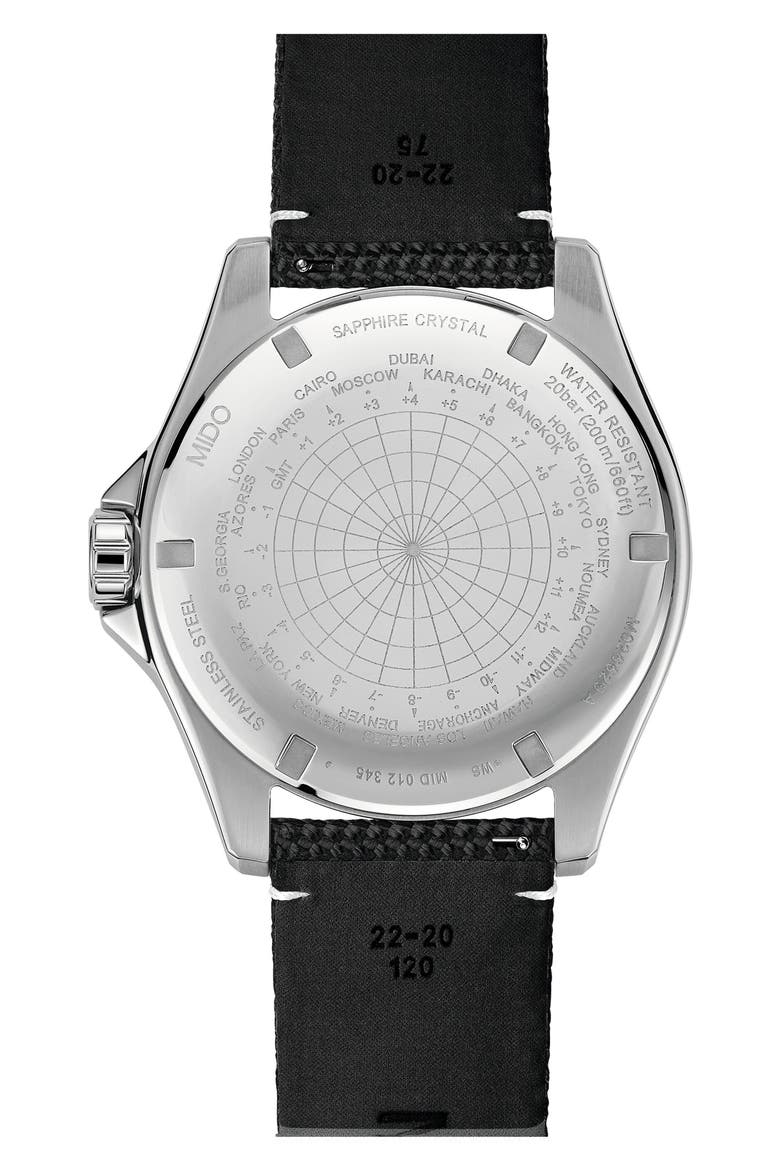 Ocean Star GMT Automatic Webbing Strap Watch, 44mm, Alternate, color, BLACK
