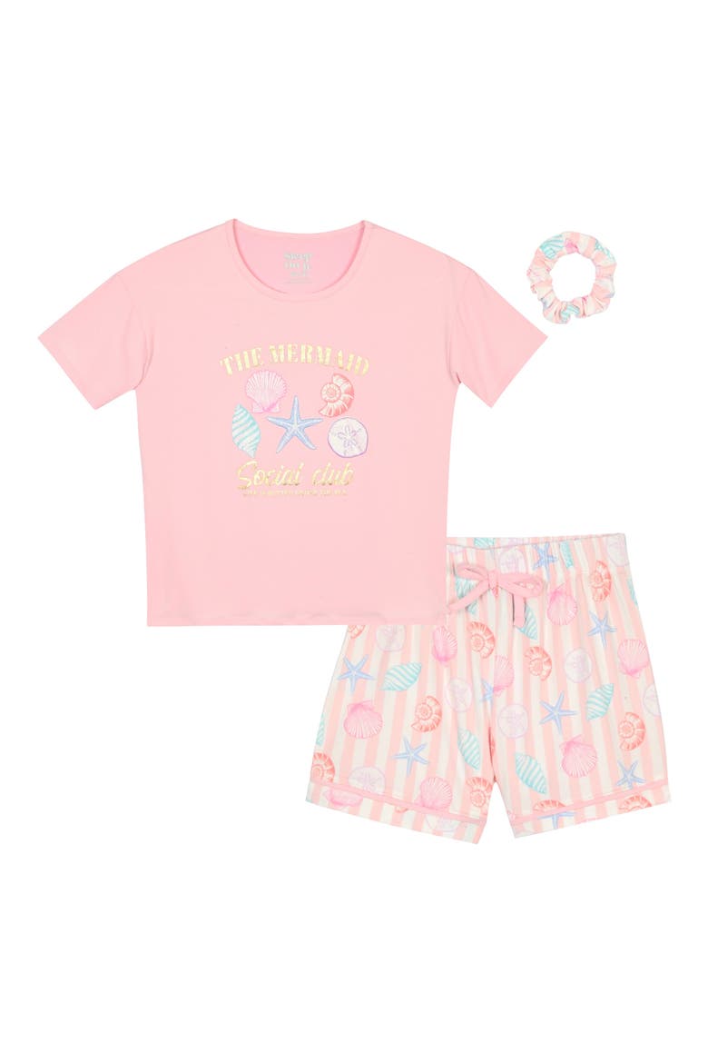 Kids' Two-Piece Short Pajamas & Scrunchie Set, Main, color, PINK