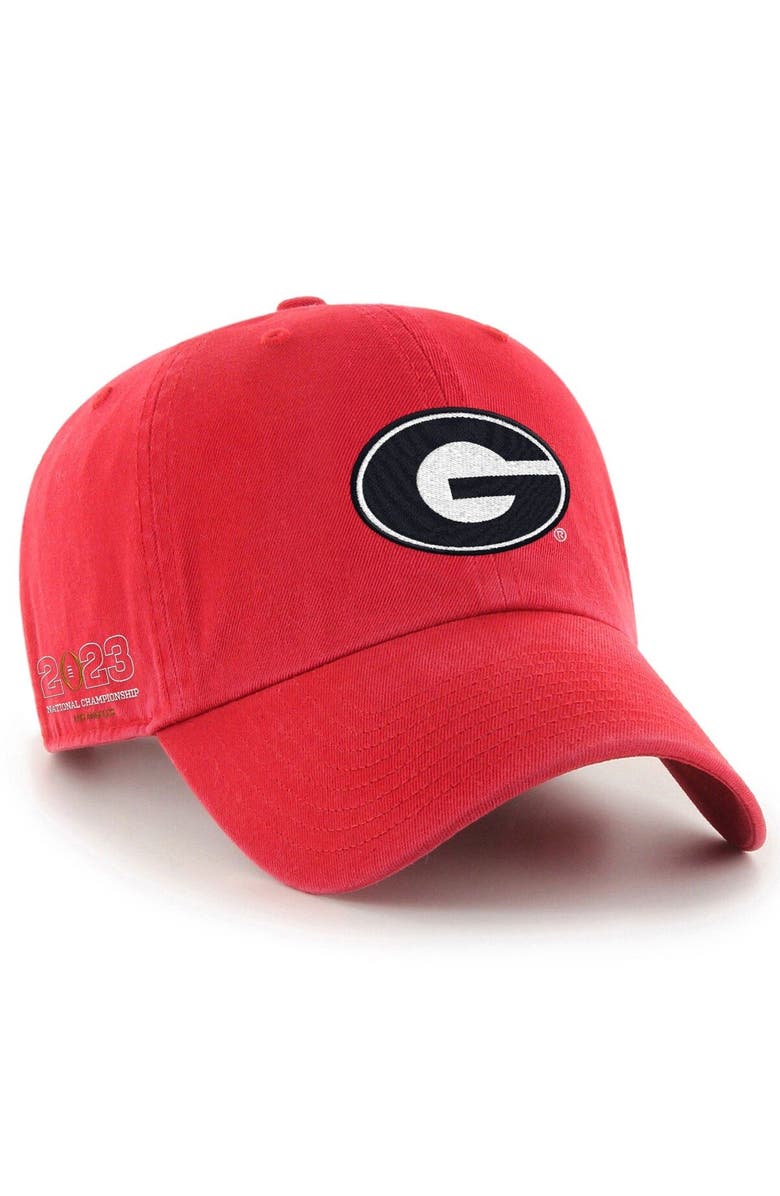 '47 Men's '47 Red Georgia Bulldogs College Football Playoff 2023 National Championship Game Clean Up Adjustable Hat, Main, color,