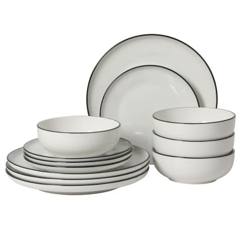 Havenstone Classic 12-Piece Porcelain Dinnerware Set