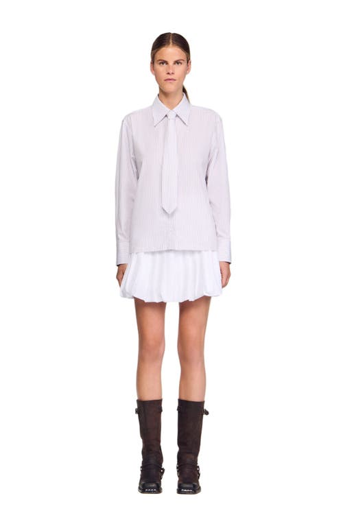 Sandro Striped Shirt With Detachable Tie In White