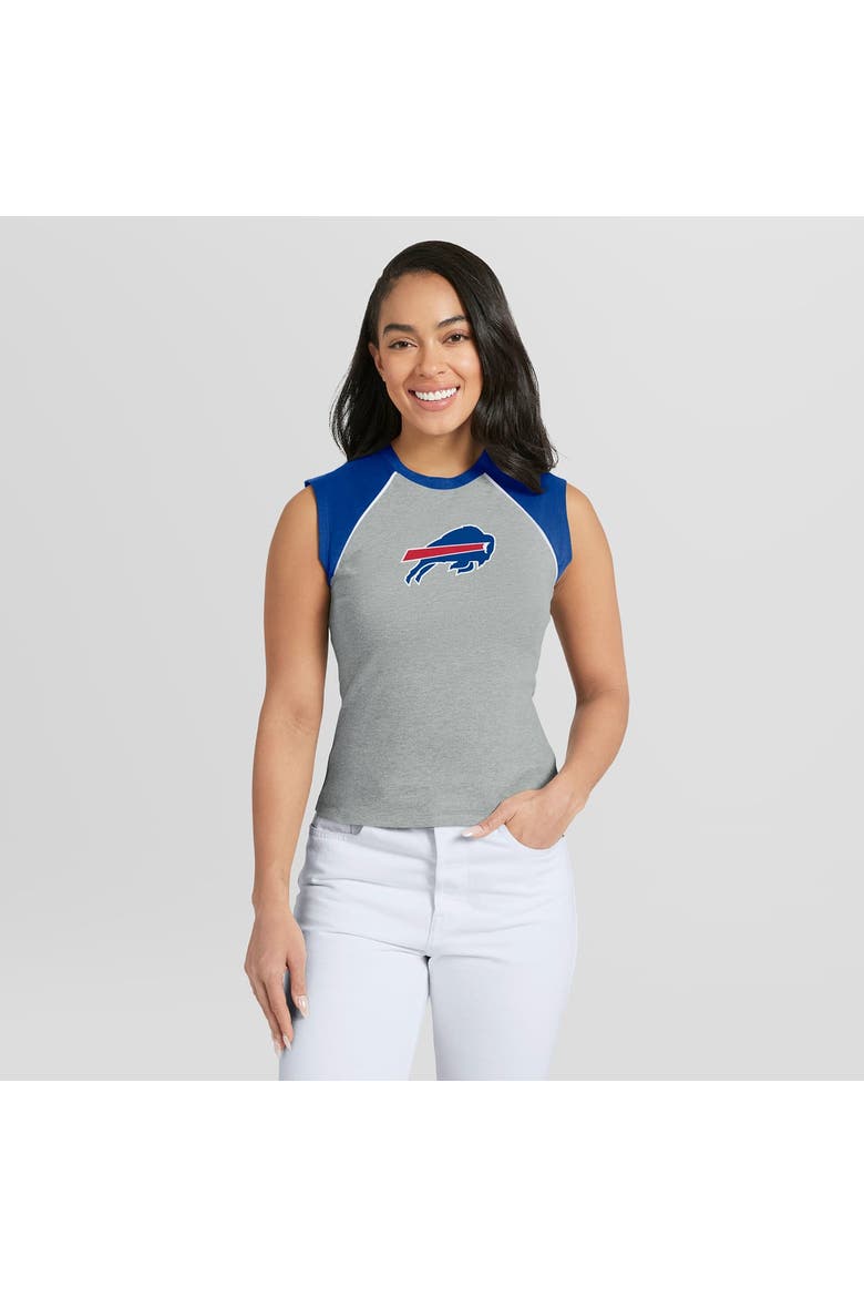 Women's WEAR by Erin Andrews  Heather Gray Buffalo Bills Cropped Raglan Tank Top, Main, color, Heather Gray