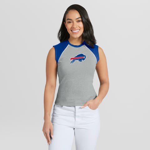 Women's WEAR by Erin Andrews  Heather Gray Buffalo Bills Cropped Raglan Tank Top