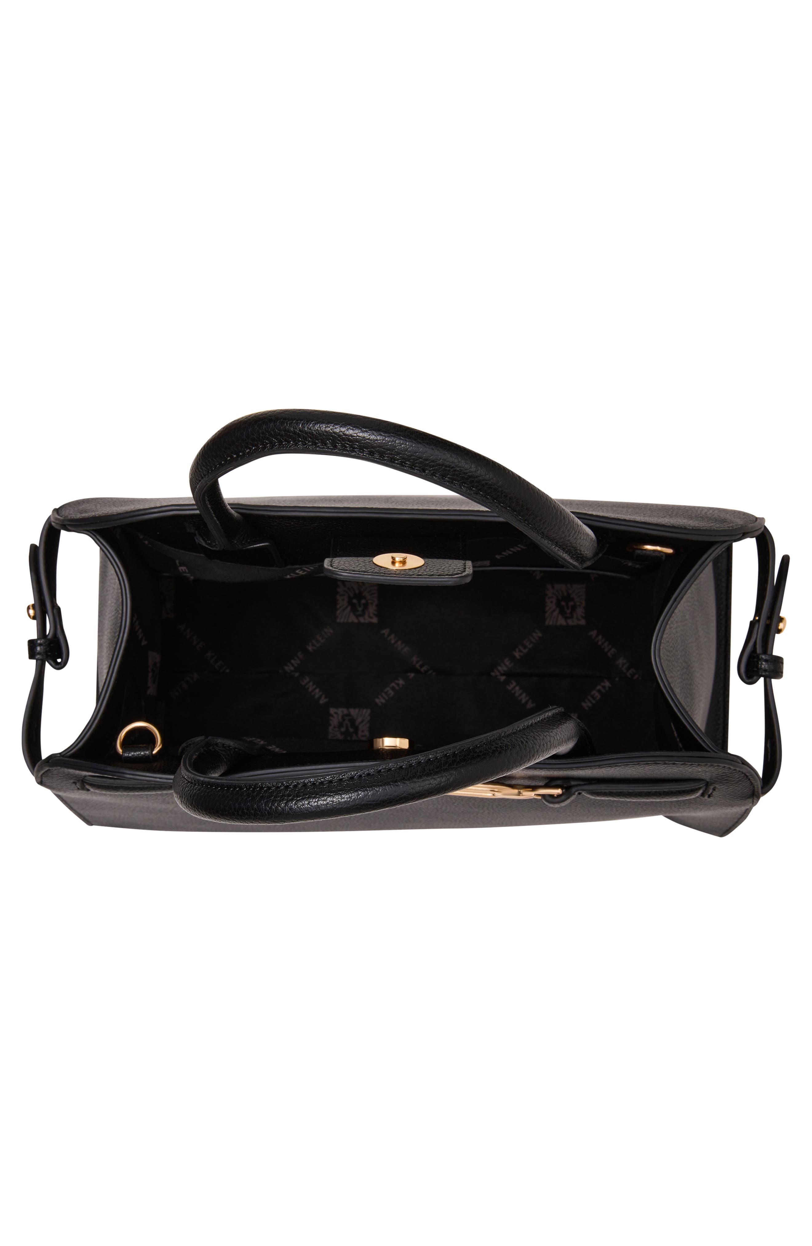 Anne Klein Medium Curved Satchel Bag, Alternate, color, Black